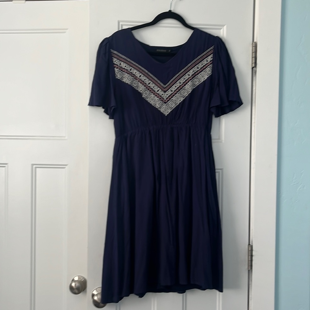 Navy blue, knee length, dress